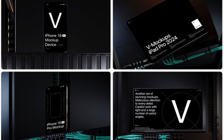 带场景时尚的iPhone 16 Pro、iPad Pro M4苹果设备样机大合集（PSD,FIG,Sketch）