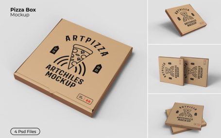 披萨盒模型样机 (PSD,JPG)