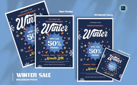 标签冬季销售日传单模板海报模版 (PSD)