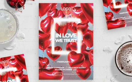 情人节传单模板海报模版 (PSD)