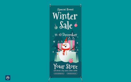 渐变冬季销售易拉宝模版 (AI,EPS,PSD)