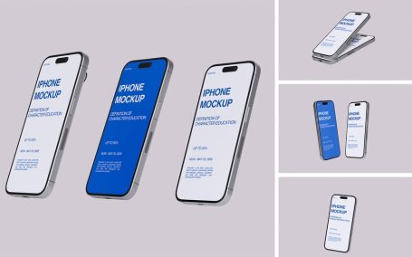 iPhone 16手机模型样机 (PSD,PDF)