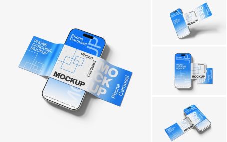 手机旋转木马模型样机 (PSD)