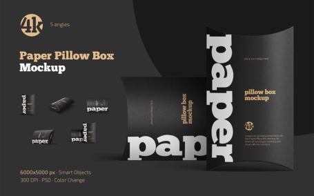 纸枕头盒模型套装样机 (PSD)