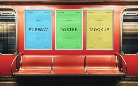 地铁火车海报模型样机 (PSD)