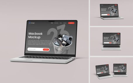 MacBook电脑模型样机 (PSD,PDF)