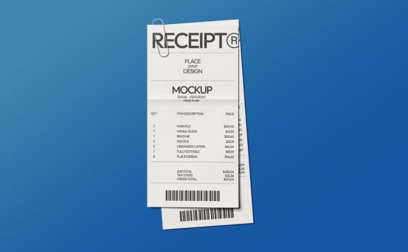 带有剪辑模型的收据样机 (PSD)