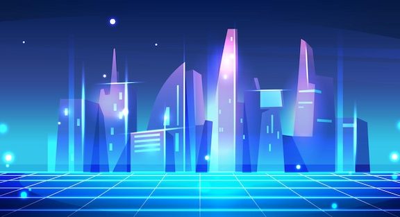 未来数字城市的 Metaverse 概念矢量
