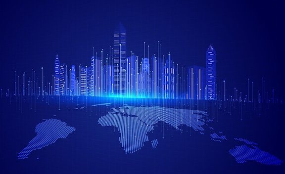 线条与城市建筑 未来城市概念矢量背景