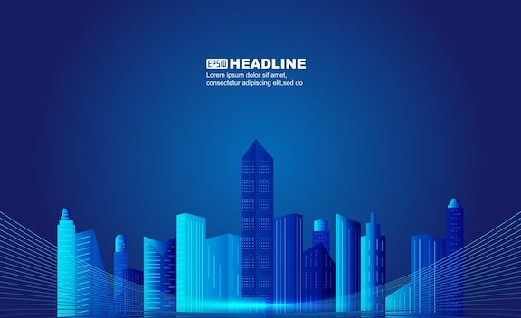 城市建筑天际线的曲线矢量插图