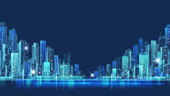 城市天际线背景矢量插画设计