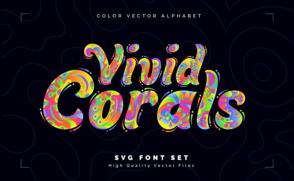 生动的珊瑚-颜色矢量字母表 (SVG)