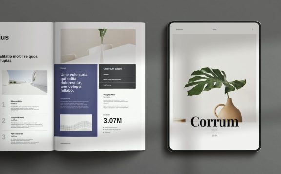 干净的企业宣传册模板 (INDD)