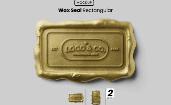 金蜡密封模型 – 矩形版本样机 (PSD)