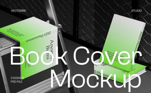 书籍封面模型样机 (PSD)