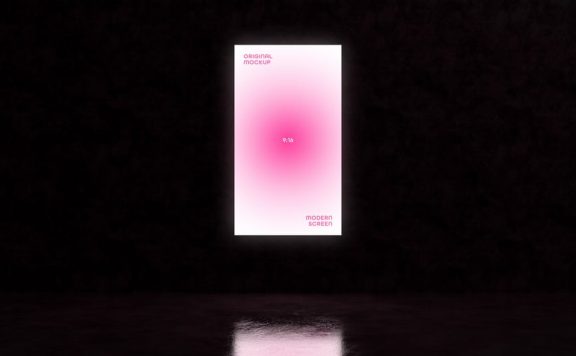 垂直发光9:16屏幕模型样机 (PSD)
