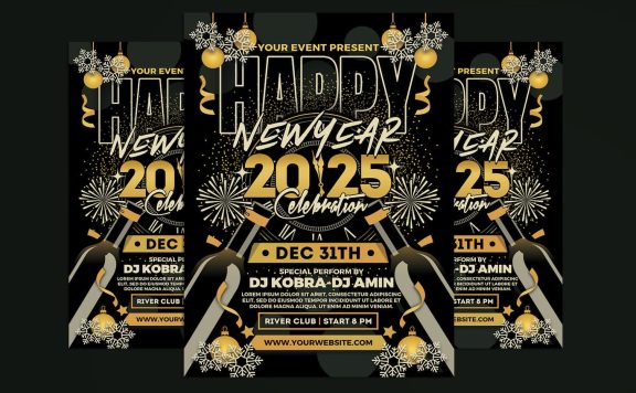 2025 年新年派对庆典传单（PSD）