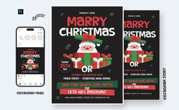 查理圣诞节传单海报模版 (PSD)