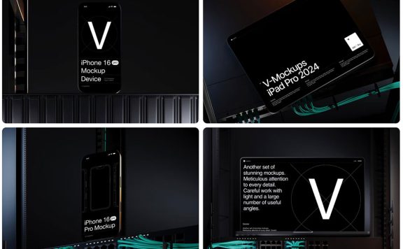 带场景时尚的iPhone 16 Pro、iPad Pro M4苹果设备样机大合集（PSD,FIG,Sketch）