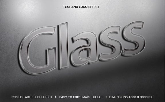 透明的玻璃文字和徽标LOGO效果样机 (PSD)