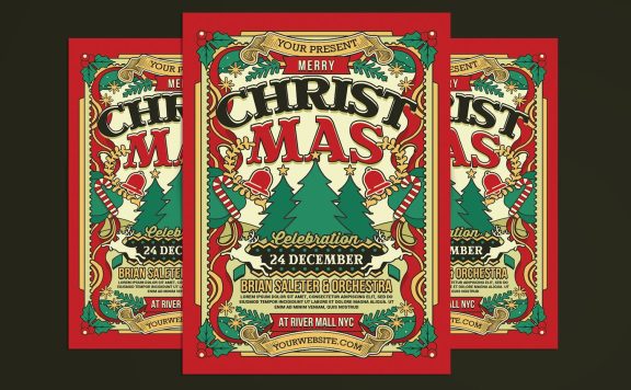 圣诞节庆祝传单海报模版 (PSD)