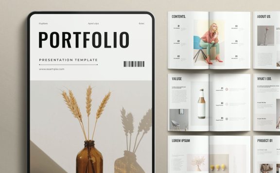 极简主义投资组合宣传册模板 (INDD)