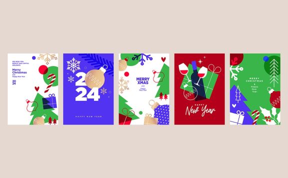 圣诞节和新年贺卡 (EPS,JPG)