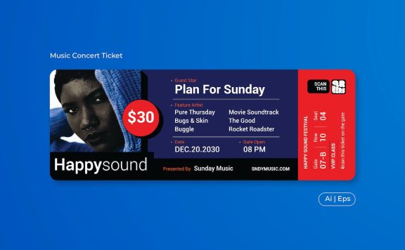 音乐会门票 (AI,EPS)
