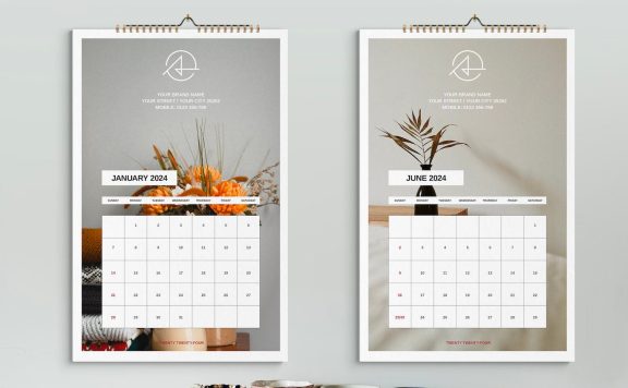 波西米亚生活方式挂历 2024 年模板 (INDD)