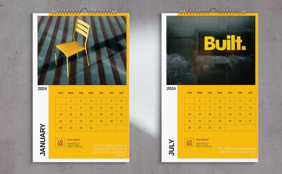 城市挂历 2024 年模板 (INDD)