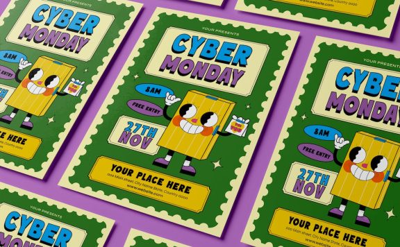 网络星期一活动传单海报模版 (AI,EPS,PDF,PNG,PSD)