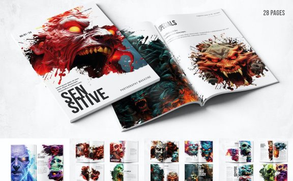 创意作品集 A4 和美国字母设计 – 画册模版 (PSD)