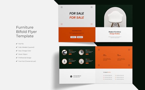 家具双折传单模板设计 (PSD)