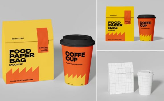 纸袋和杯模型样机 (PSD)