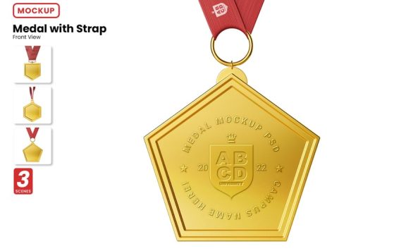 带有皮带模型的奖牌扣 样机 (PSD)