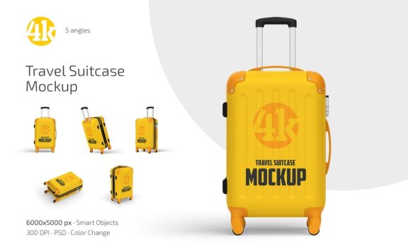 旅行手提箱模型套件样机 (PSD)