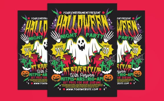 万圣节派对庆典传单 (PSD)