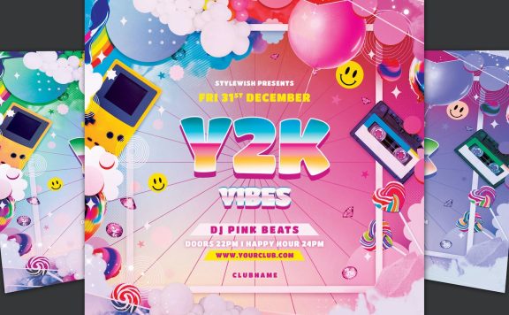 复古Y2K千禧风活动海报模板 (PSD)