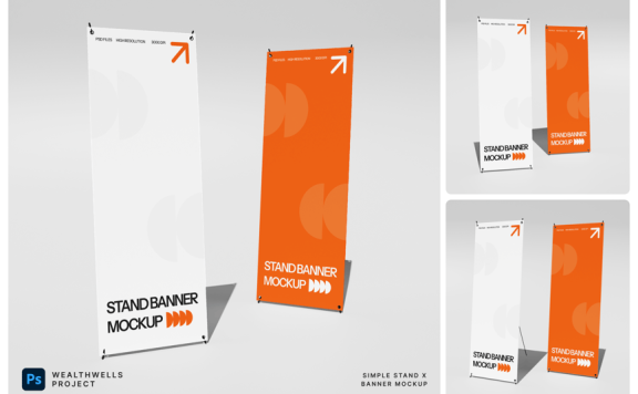简单的支架x横幅展架样机 (PSD)