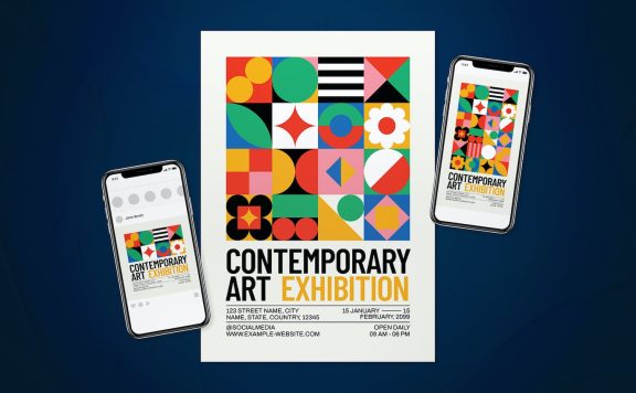 当代艺术展览活动海报传单套装 (AI,PSD)