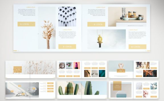 金色产品目录画册模板 (INDD)