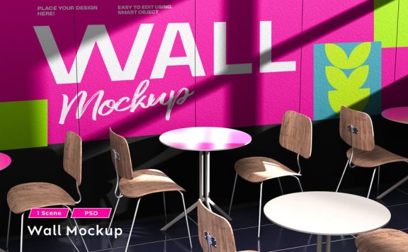 餐厅墙模型样机 (PSD)