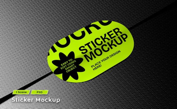 贴纸模型样机 (PSD)