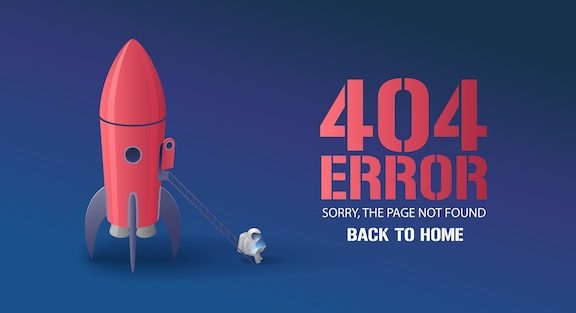 太空火箭404错误页面插画模板[eps]