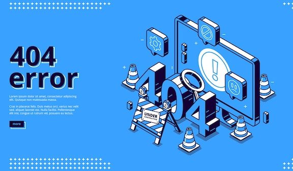 等距404错误着陆页横幅插画UI素材[eps]