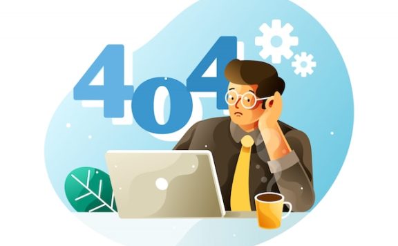 员工疲惫404页面错误概念插画素材[eps]