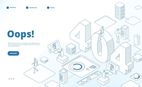 404错误等距页面插画模板[eps]