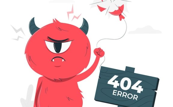 卡通怪物角色404错误概念插画素材[ai,eps]
