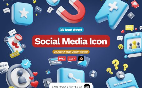 3D 社交元素图标集 (PNG,Blend)