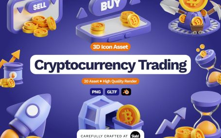 3D加密货币交易图标 (PNG,Blend)